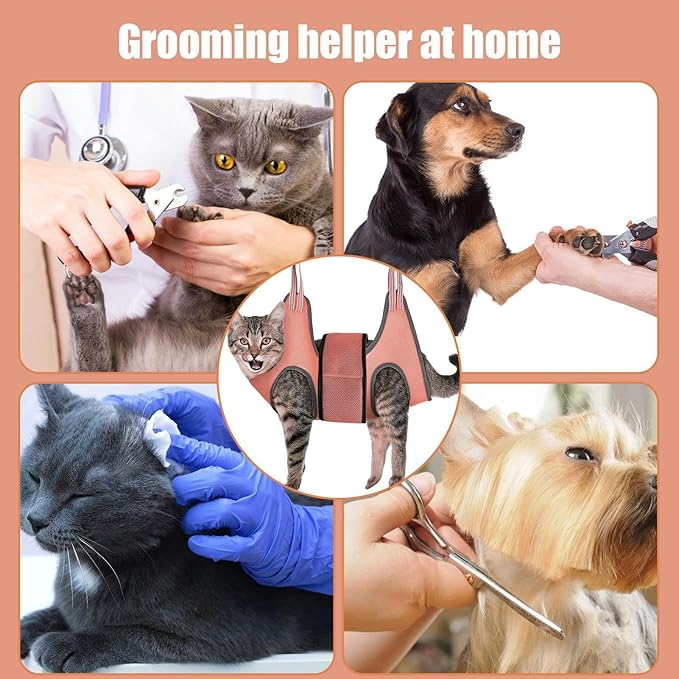 Cat Nail Clipping Hammock – Elastic Pet Grooming Restraint, Breathable Cat Grooming Sling | Pet Bathing Restraint Bag, Cat Bath Hammock, Cat Grooming Hammock, No-Scratching Grooming Hammock for Cats