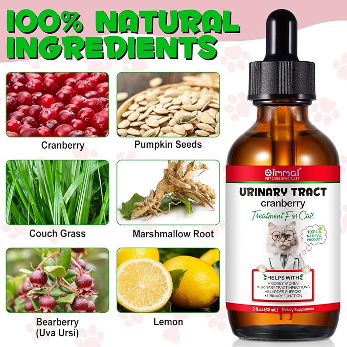 Urinary Tract for Cats, Natural Cat Urinary Tract Infection Treatment Drops Supports Bladder, Kidney Stone, Cat UTI, Cranberry Kidney Bladder Support Supplement, Chicken Flavor - 60ml / 2.02oz-2PCS