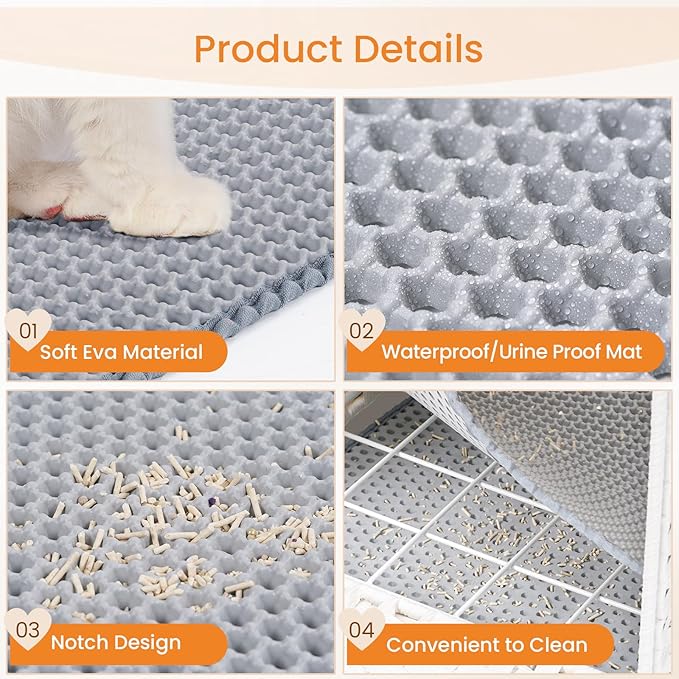 Snughome Cat Litter Box Enclosure Furniture Hidden with Litter Mat, Hidden Washroom Furniture with Door, Handwoven Rattan Cat Washroom Box, Indoor Pet House for Living Room, Bedroom(White)