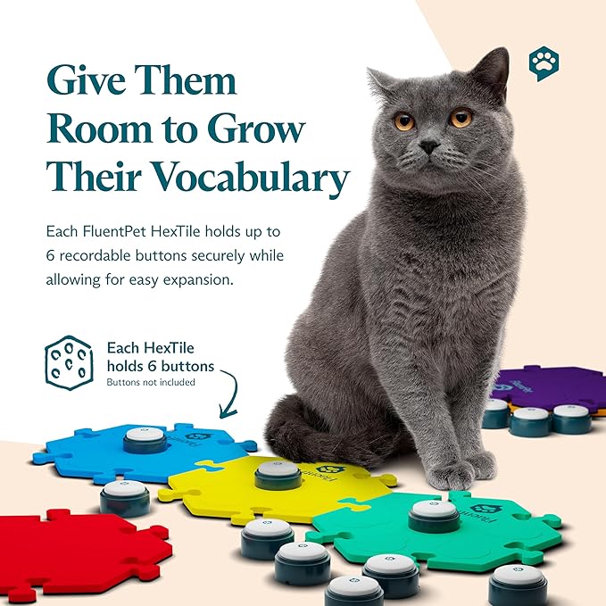 FluentPet HexTile - Green | Accessory Dog and Cat Button Learning Kits | Can Hold Up to 6 Buttons | Soft, Durable, and Non-Slip | Gift for Pet Lovers | Comes in 12 Colors