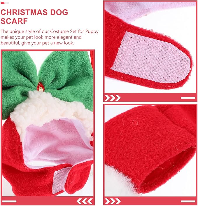 COHEALI Christmas Pet Hat and Scarf Set for Dogs, Warm Holiday Headwear, Soft Fabric, 2pcs Puppy Supplies for Winter and Festive Party Wear