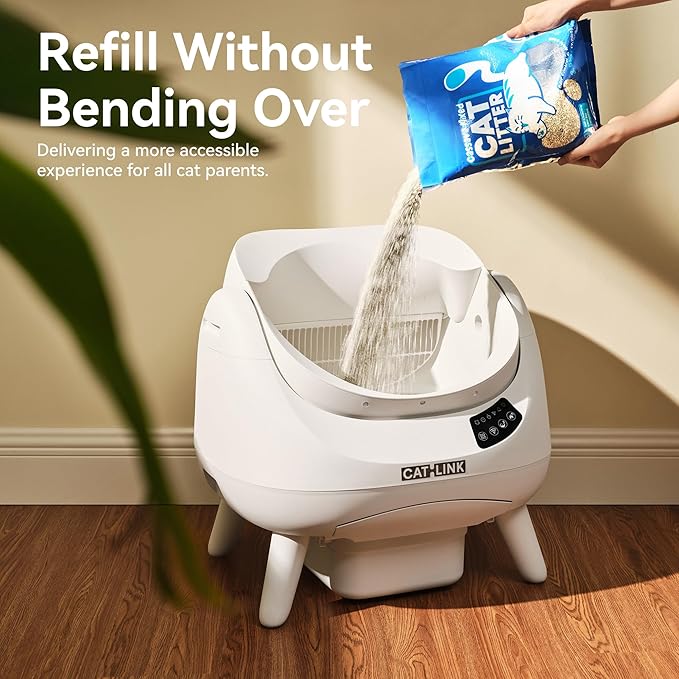 CATLINK Self Cleaning Cat Litter Box, Open Top Automatic Litter Box, Safe Anti-Pinch, AI Waste Analysis Health Monitor for Multi-Cat Recognition, 5G WiFi App Control, Odor Free, Open-X