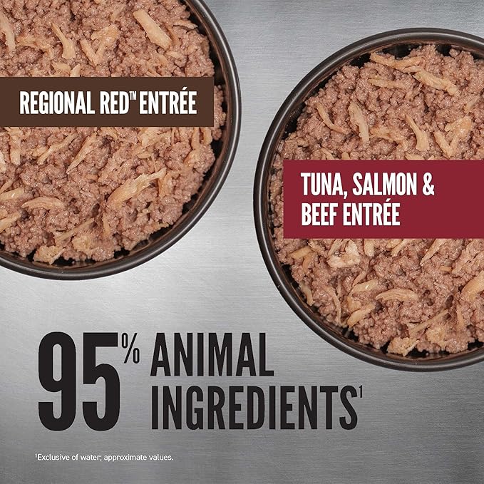 ORIJEN Premium Pate Wet Cat Food Variety Pack: Tuna Salmon & Beef + Regional Red Entrées 3oz Cans (12 Count, 6 of Each)