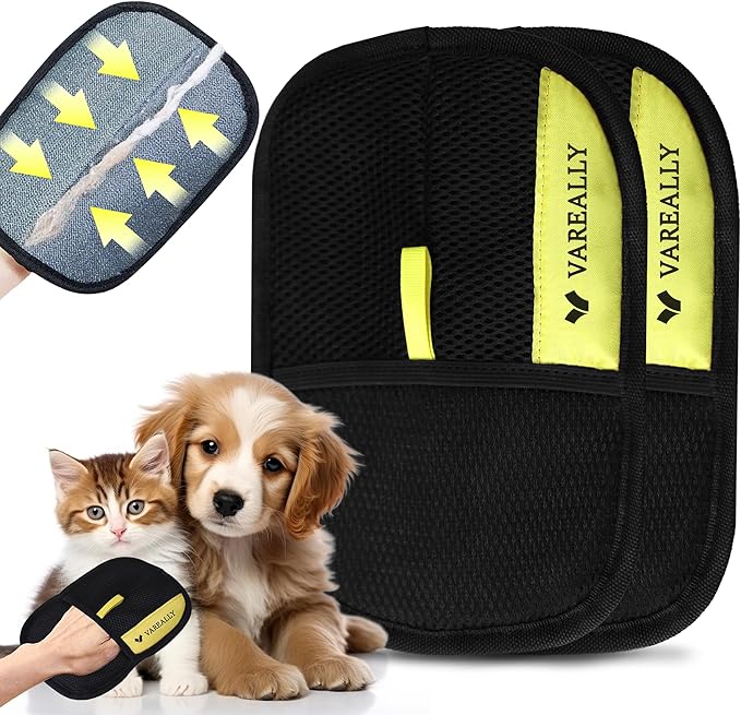 Pet Hair Removal Glove – Reusable Electrostatic Grooming Gloves for Dogs & Cats – Pet Hair Removal Dog Hair Remover