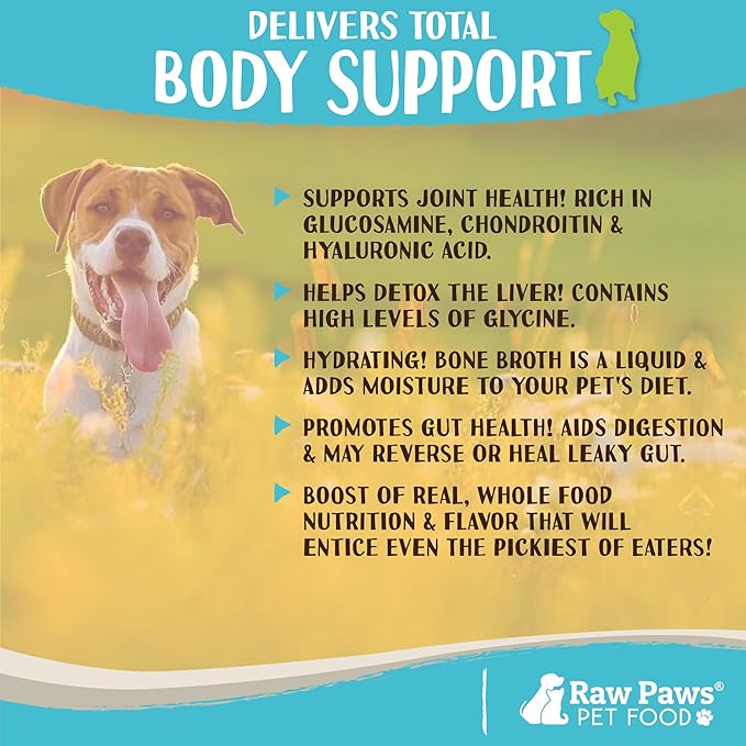 Raw Paws Bone Broth Powder Bundle - Beef Bone Broth for Dogs & Cats & Chicken Bone Broth for Dogs & Cats, 6-oz - Packed in USA - Protein Powder for Dogs and Cats - Gravy Topper for Dry Food - Supports