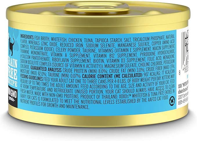 I and Love and You XOXOs Wet Cat Food - Whitefish + Tuna Pâté - Grain Free, Filler Free, 3oz Pack of 24 Cans