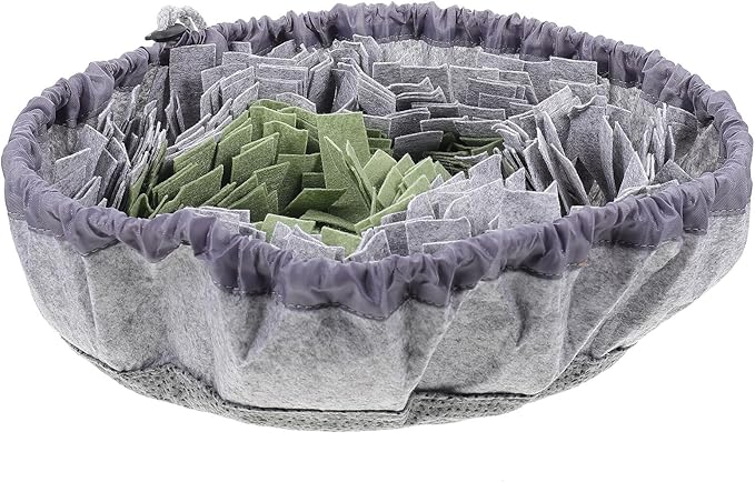 GALPADA Slow Feed Dog Bowl with Non-Slip Base, Interactive Plush Snuffle Mat, Medium Size for Puppy Training and Energy Consumption, Green and Gray Pet Feeding Supplies