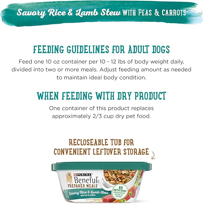 Beneful Purina Prepared Meals Lamb & Rice Stew - (8) 10 oz. Tubs (Pack of 2)