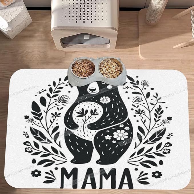 Dog Food Mat Dog Mat for Food and Water 18X12In Happy Mother's Day Mama Gift Mom Bs No Stains Cat Pet Feeding Mats Water Bowl for Messy Drinkers