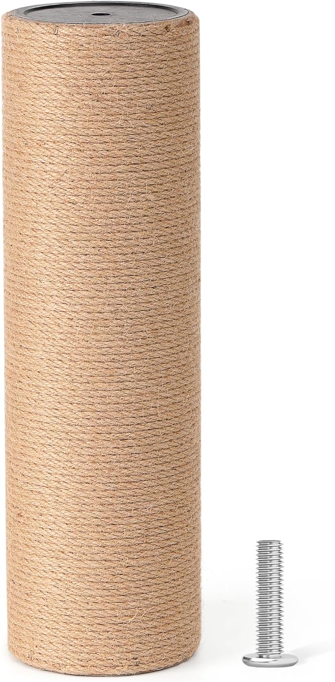 FUKUMARU Scratching Post Replacement, 15.7 X 4.8 Inch Natural Jute Rope Scratching Post Refill with M10 Screws