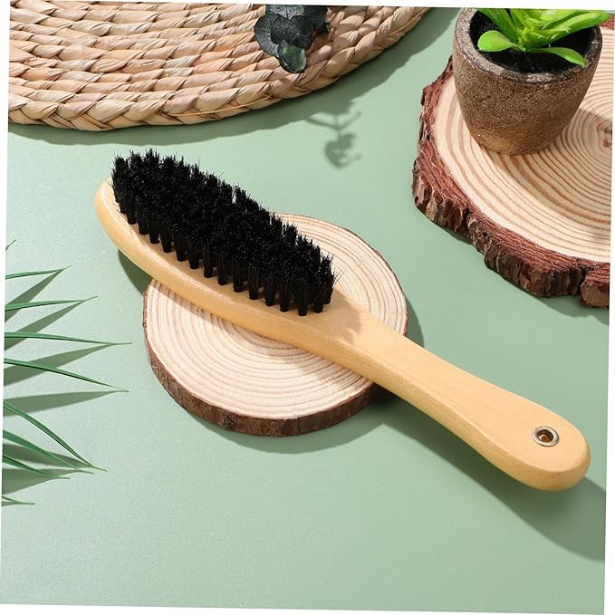Cat Grooming Brush Boar Bristles Shoe Garment Brush Wood Handle Lint Remover Efficient