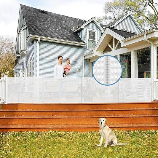 Reinforced 200 Inch Extra Wide Retractable Baby Gates with Reinforced Rods, Retractable Dog Gate Prevent Bottom Crawling Through, Mesh Pet Gate for Large Openings, White