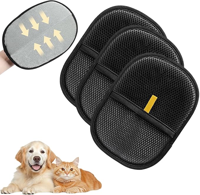 Electrostatic Pet Hair Removal Glove for Cats & Dogs, Efficient Reusable Cat Hair Remover Mitt with Static Charge, Cat Grooming Gloves for Hair Removal for Furniture, Clothes, Bedding (1)
