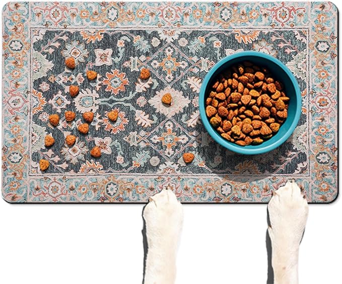 Dog Food Mat for Floors Waterproof Quick Dry Pet Placemat Cat Feeding Bowls Mats for Food and Water, Eco-Friendly Dog Accessories Diatomite Pets Supplies 17" X 30"