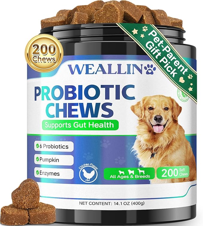 200 PCS Probiotics for Dogs - Dog Probiotic Chews for Gut Health, Digestive Support & Itchy Skin Relief Pet Diarrhea Gas Treatment - Probiotics, Digestive Enzymes, Prebiotics, Pumpkin