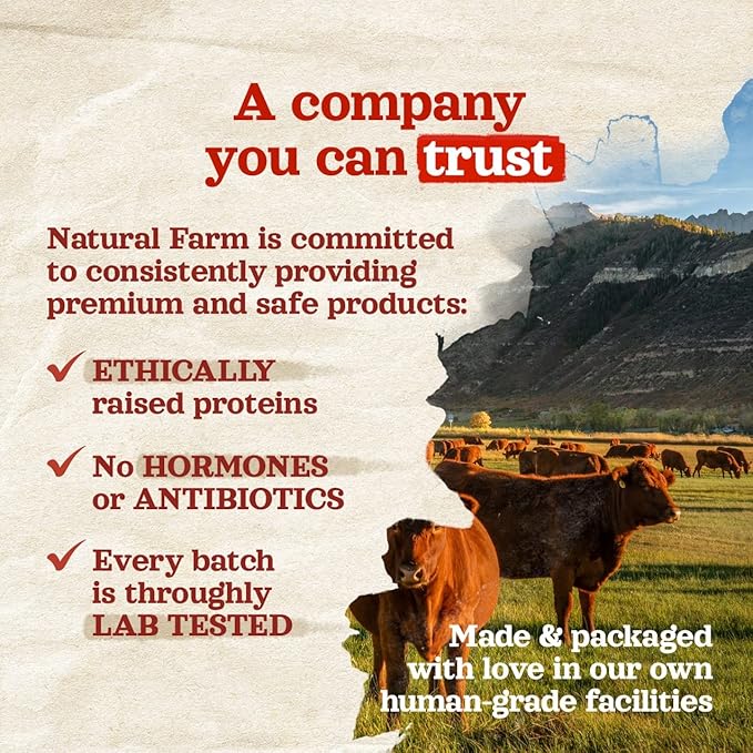 Natural Farm Bully Chips (4-6 Inch, 8 Oz.), Digestible Beef Cheek from Grass-Fed Cows, Non-GMO, Grain-Free, Natural Long-Lasting Dog Chews for Small, Medium & Large Dogs, Great Rawhide Alternative