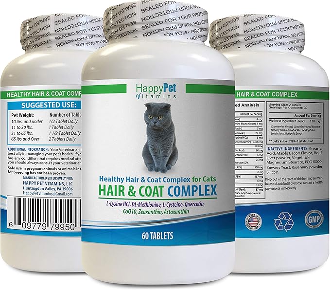 cat antioxidants - Cats Natural Hair and Coat Complex - Immune System Boost - Nail Health - cat Immune System Support - 1 Bottle (60 Tablets)