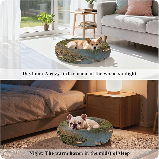 Pet Dog Beds Warm & Cozy fluffier Orthopedic Dog Bed for Extra Small Size Pets Supplies Wetland Bird Scene
