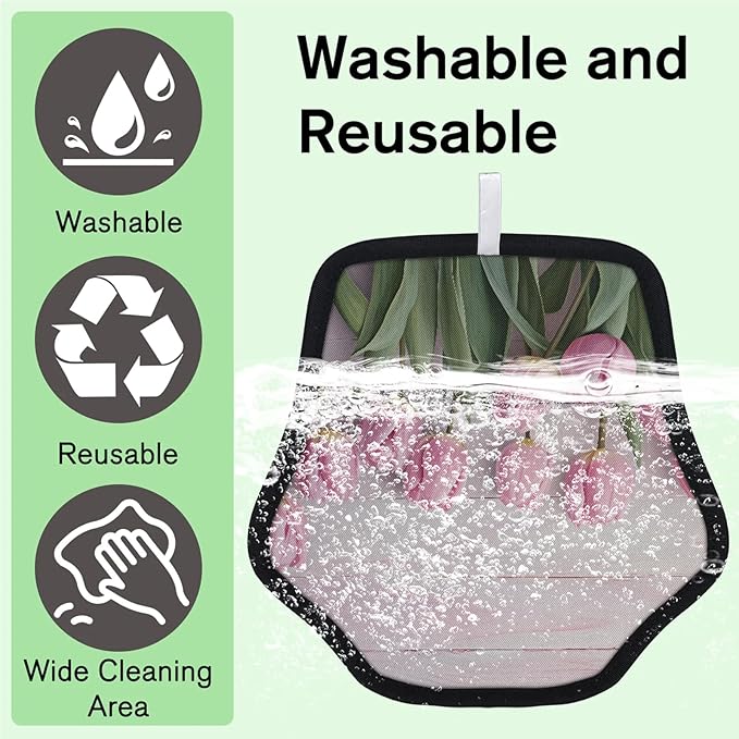 Flower Tulip Electrostatic Pet Hair Removal Glove for Cats & Dogs - Reusable Grooming Mitt for Couch, Carpet, Car Seat & Laundry - Large 9x9 Inch