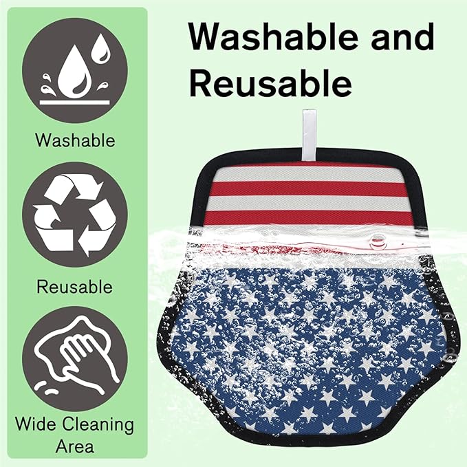 Stars Stripes Electrostatic Pet Hair Removal Glove for Cats & Dogs - Reusable Grooming Mitt for Couch, Carpet, Car Seat & Laundry - Large 9x9 Inch