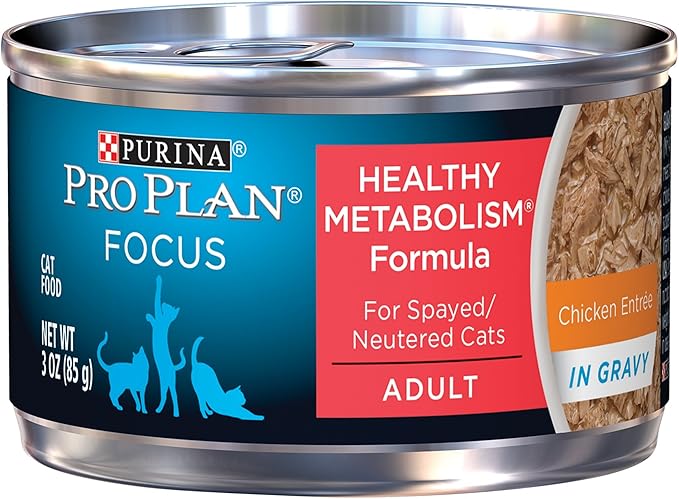 Purina Pro Plan High Protein Gravy Wet Cat Food, SPECIALIZED Healthy Metabolism Formula Chicken Entree - (Pack of 24) 3 oz. Pull-Top Cans