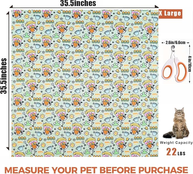35.5‘’ Cat Grooming Wrap, Self-Adhesive Cat Wrap for Cutting Nails, Calming Cat Burrito Wrap Cat Swaddle Wrap Anti-Scratch Anti-Escape Cat Restraint for Nail Clipping, Medicine, Teeth Brushing