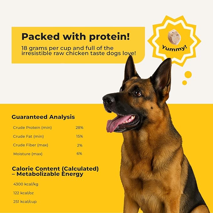 Chop Lickin’ Chicken - Dog Treats Freeze Dried Chicken, Complete Meal & Topper, Real Cuts for Training - High Protein (21g Per Cup) Training Treats for Dogs, Made in The USA, 4oz Bag