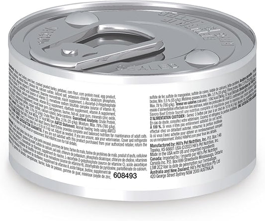 Hill's Science Diet Adult 1-6, Adult 1-6 Premium Nutrition, Wet Cat Food, Beef Minced, 2.9 oz Can, Case of 24