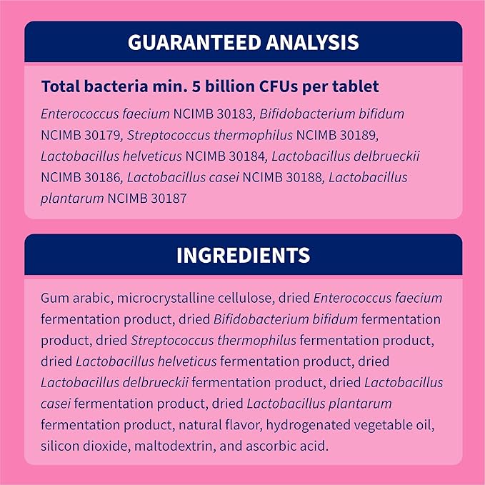 Nutramax Proviable Probiotics for Dogs, Daily Digestive Health Supplement with Multiple Strains of Bacteria, Dog Probiotics Plus Prebiotics, 60 Chewable Tablets,(Pack of 2)