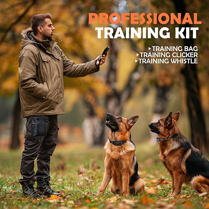 PATPET Dog Training Collar, 1.2 Mile Range 101 Training Levels Dog Shock Collar with Remote Control (15-150 lbs), Waterproof 100% Safe E Collar for Large Breed for 2 Dogs Black Orange
