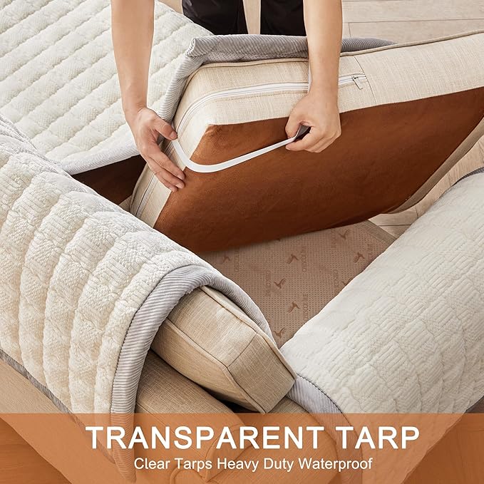 Couch Cover for Dogs Washable,Anti-Slip Back Cat Mat Pet Pad Blanket for Furniture Protector,Fuzzy Pet Sofa Cover for 3 Cushion Couch Sofa Pets Friendly (Ivory, 2pc/28"x28"-Arm/Backrest Cover)