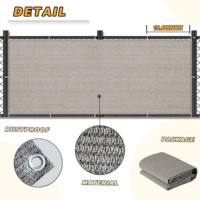 LOVE STORY Balcony Privacy Screen, 3'x10' Deck Shield Screen Fence Cover,UV Protection and Weather-Resistant, 3 FT Height for Deck, Patio, Backyard, Outdoor Pool, Porch, Railing, Beige-Grey