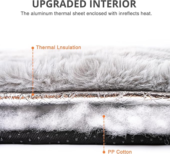 Cat Beds, Self Warming Cat Bed, Washable Pet Beds for Indoor Cats, Super Soft Faux Rabbit Fur Pet Bed for Puppy and Kitten with Anti-Slip Bottom (Grey, 20"x20"x8")
