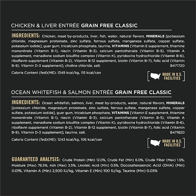 Purina Pro Plan Grain Free Chicken and Liver and Ocean Whitefish and Salmon 24 ct Kitten Wet Food Variety Pack - (24) 3 oz. Cans