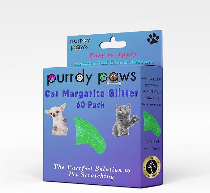 Soft Nail Caps 60 Packs for Cats - Margarita Glitter Medium