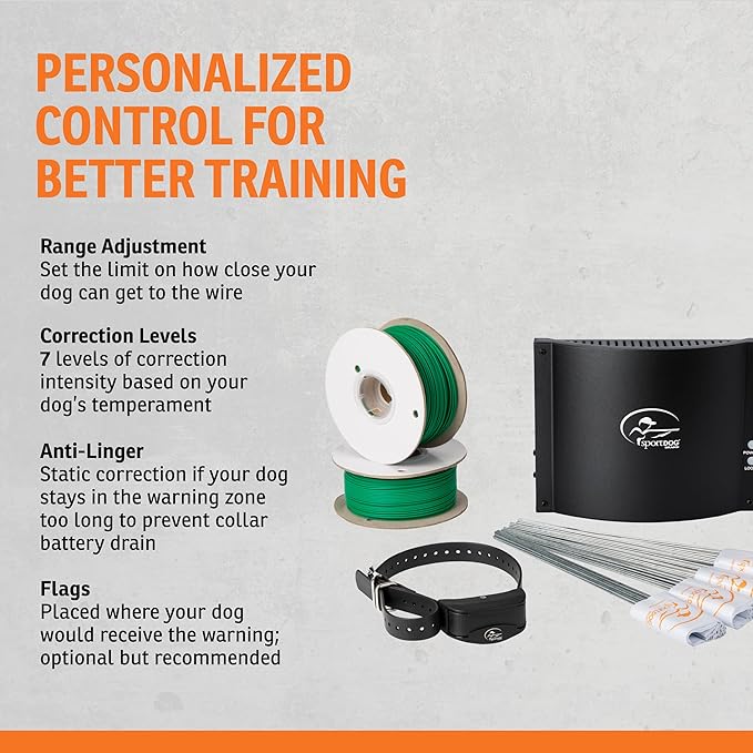 SportDOG Rechargeable In-Ground Fence System - Creates Secure Play Area - Electric Fence for Dogs - Waterproof Collar - Long-Lasting System - Expandable Design