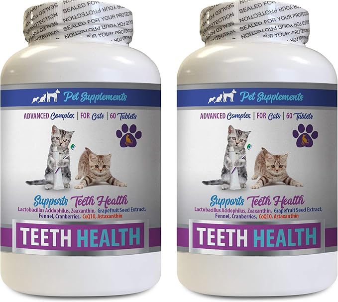 Oral Health for Cats - CAT Teeth Health - Advanced Mouth Health Complex - Immune Boost - cat Vitamin d - 2 Bottles (120 Tablets)