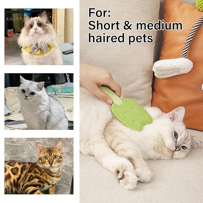 All-in-One PP Pet Brush, Double-Side Cat Grooming Brush, Pet Grooming Brush for for Short & Medium-Haired Cats and Dogs, Cat Brush for Removing Floating Hair (Pink (2pcs))