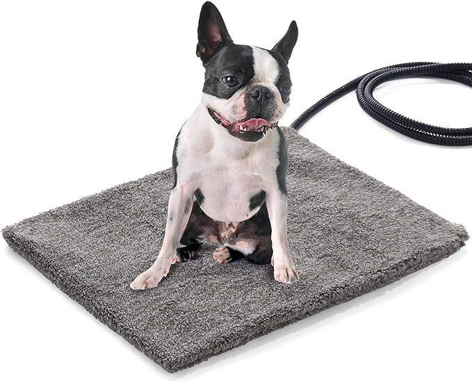 MARUNDA Pet Heating Pad,Cat Dog Electric Pet Heating Pad Indoor Waterproof,Auto Constant Temperature, Chew Resistant Steel Cord (Light Grey, M-16" x 20")