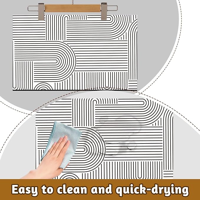 GLOBLELAND Bohemian Minimalism Pet Food Mat for Floors 11.8×20 inch Dogs Food Mats Absorbent Dog Bowl Mat Quick Dry Dog Cat Pet Placemats Pets Supplies for Water Dispenser