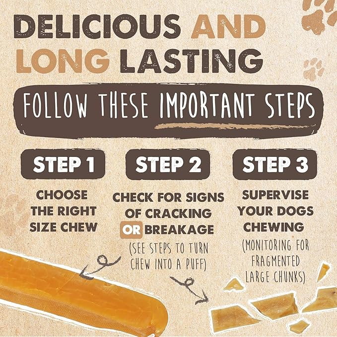 Mighty Paw Yak Cheese Chews for Dogs | All-Natural Long Lasting Pet Treats. Odorless and Great for Oral Health. Limited-Ingredient Chews for Puppies & Power-Chewers (Monster, 12 Pack)