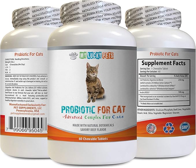 cat Digestive enzymes - CAT PROBIOTICS - Advanced Natural Digestive AID Formula - GET RID of Bad Breath and Stop Diarrhea - cat Digestive Vitamin - 1 Bottle (60 Treats)