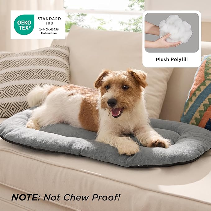Bedsure Washable Dog Crate Pad for Medium Dogs, Anti-Slip Puppy Kennel Dog Bed for Crate - Ultra Soft Fleece Flat Thin Pet Mat (Not Chew Proof), Light Grey 29"x18"