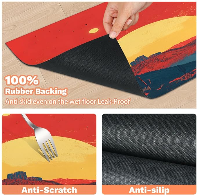 Sunrise Cactus Dog Food Mat for Floors Absorbent, Quick Dry Water Dispenser Mat for Food, Water, Pet Supplies 16" x 24", Mountain