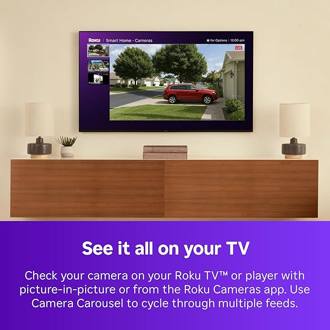 Roku Battery Camera for Home Security - New 2025 Weather-Resistant Indoor & Outdoor Wireless Camera & Pet Monitor with 1080p HD & Two-Way Audio - Rechargeable, Motion Detection & Wi-Fi (Pack of 2)