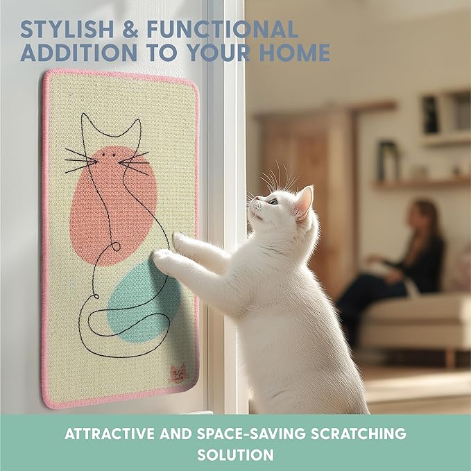 The Cat Ladies Scratching Poster - Wall Scratcher Pads - Scratch Mat Art Print for Indoor Cats - Furniture, Couch, and Carpet Protector - Wall Mounted or Floor Sisal Scratchers