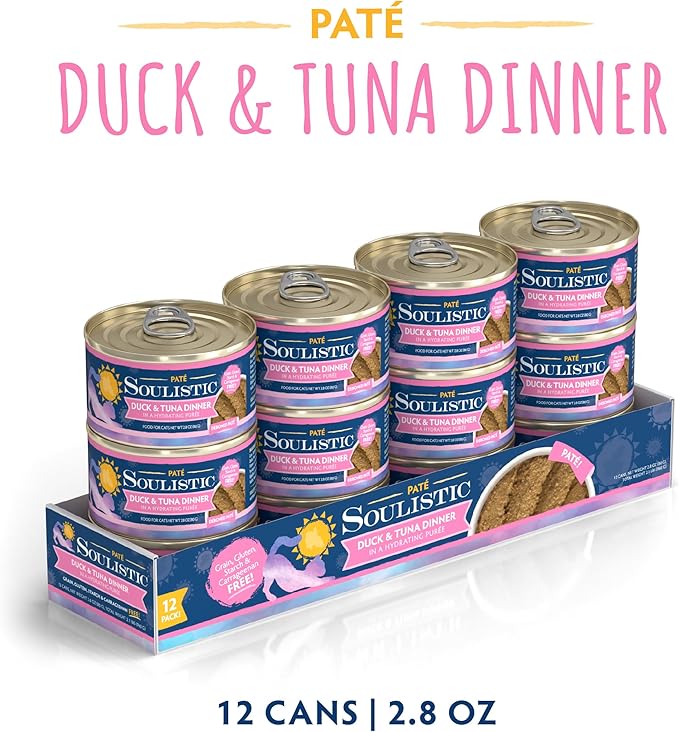 Soulistic Paté, Duck and Tuna Dinner in a Hydrating Purée, 2.8oz Can, Pack of 12