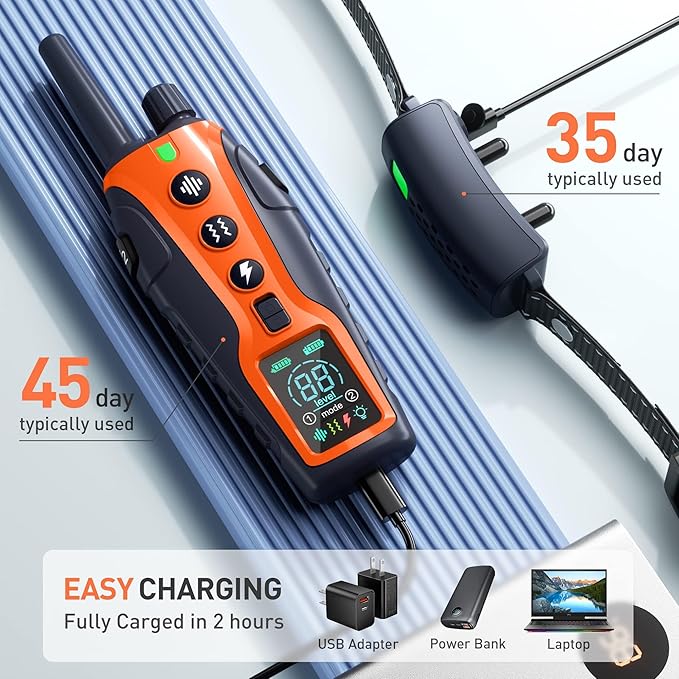 Dog Shock Collar 2 Dogs(15-150lbs) with Flashing Light for Night Walks,4000FT Dog Training Collar Adjustable Pitch Beep(1-8), Vibration(1-16), Safe Shock(1-99), and Keypad Lock