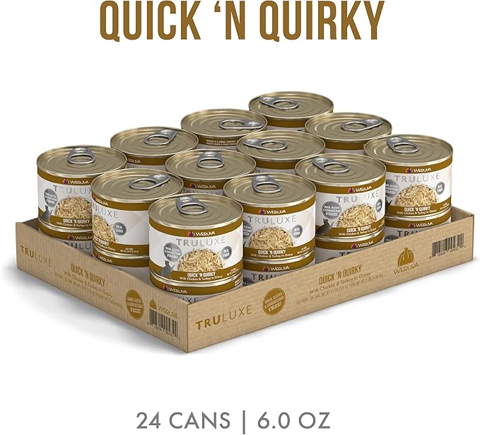 Weruva TruLuxe Cat Food, Quick 'N Quirky with Chicken & Turkey in Gravy, 6oz Can (Pack of 24)