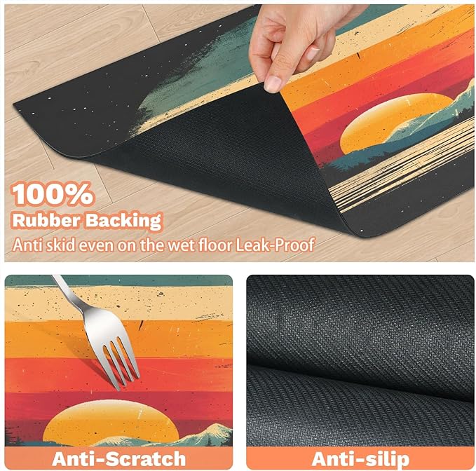 Sunrise Dog Food Mat for Floors Absorbent, Quick Dry Water Dispenser Mat for Food, Water, Pet Supplies 16" x 24", Forest